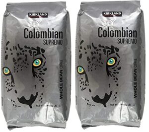 kirkland signature colombian supremo whole bean coffee, 3 pound (2 pack)