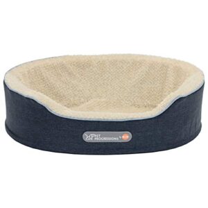 pet progressions by k&h gel infused memory foam oval cuddler pet bed medium navy – soothing comfort & support for adult or senior dogs & cats, 100536104, medium (21″ x 28″)