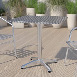flash furniture 27.5” square aluminum indoor-outdoor table with base