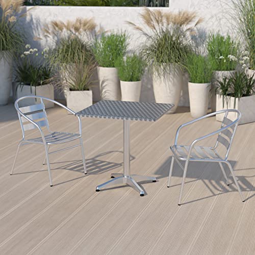 Flash Furniture 27.5'' Square Aluminum Indoor-Outdoor Table with Base