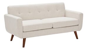 tbfit 65″ w loveseat sofa, mid century modern decor love seat couches for living room, button tufted upholstered small couch for bedroom, solid and easy to install love seats furniture, beige