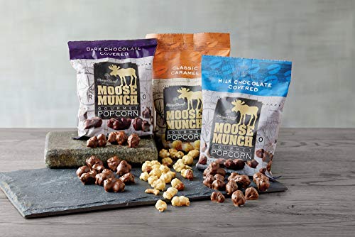 Moose Munch Premium Popcorn Trio by Harry & David, Classic Caramel, Milk and Dark Chocolate (3-Pack)