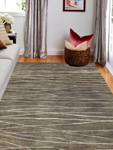 bashian collection hand tufted wool & viscose area rug, 5.6′ x 8.6′, taupe