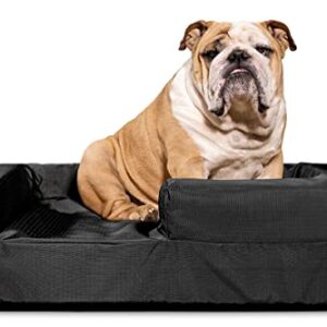 K9 Ballistics Tough Rip-Stop 3.5 Bolster Orthopedic Dog Bed (Medium, Obsidian Black) with headrest. Made for Medium Sized Dogs