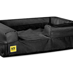 K9 Ballistics Tough Rip-Stop 3.5 Bolster Orthopedic Dog Bed (Medium, Obsidian Black) with headrest. Made for Medium Sized Dogs