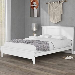 knocbel modern full platform bed frame with headboard footboard and 10 slats support, no box spring needed, 76″ l x 54.3″ w x 38.2″ h (white)