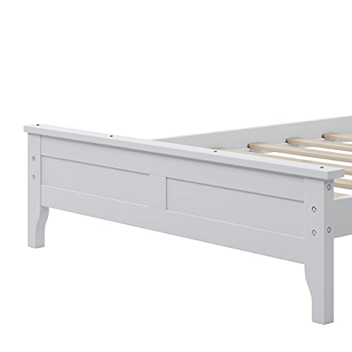 Knocbel Modern Full Platform Bed Frame with Headboard Footboard and 10 Slats Support, No Box Spring Needed, 76" L x 54.3" W x 38.2" H (White)