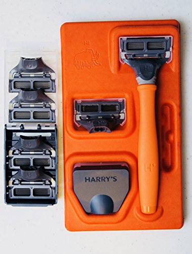 Harry's Men's Razor Set with 6 Razor Blades, Bright Orange