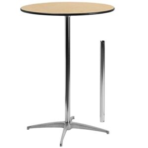 flash furniture 30” round wood cocktail table with 30” and 42” columns, beige