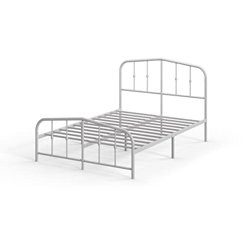Zinus Heidi Metal Platform Bed Frame / Steel Mattress Foundation / No Box Spring Needed / Easy Assembly, White, Full