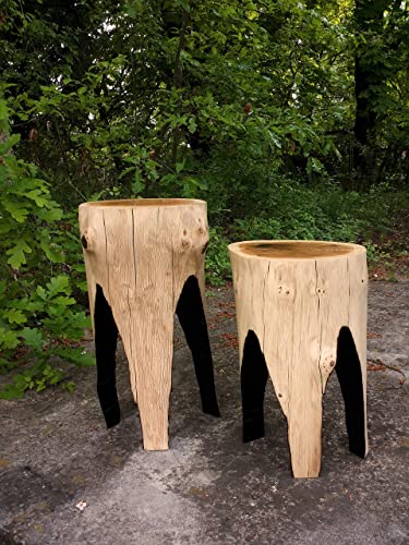 Tree Stump Table - Set Of Two, Log Stools, Reclaim Wood Coffee Tables, Rustic Furniture, Rough End Tables, Country House Decor