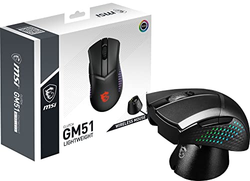 MSI Clutch GM51 Lightweight Wireless Gaming USB RGB Adjustable up to 26000 DPI Desktop Laptop Gaming Mouse (Clutch GM51 Lightweight Wireless)