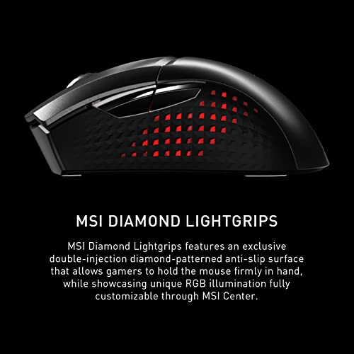 MSI Clutch GM51 Lightweight Wireless Gaming USB RGB Adjustable up to 26000 DPI Desktop Laptop Gaming Mouse (Clutch GM51 Lightweight Wireless)