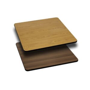 flash furniture 24” square table top with natural or walnut reversible laminate top