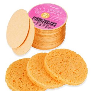 50-count compressed facial sponges, gainwell cellulose facial sponges, 100% natural cosmetic spa sponges for facial cleansing, exfoliating mask, makeup removal