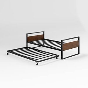 ZINUS Suzanne Bamboo and Metal Daybed with Trundle / Mattress Foundation with Steel Slat Support / Easy Assembly, Twin