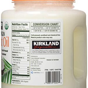 Kirkland Signature Cold Pressed Unrefined Organic Virgin Coconut Oil, 84 Ounce (Pack of 2)