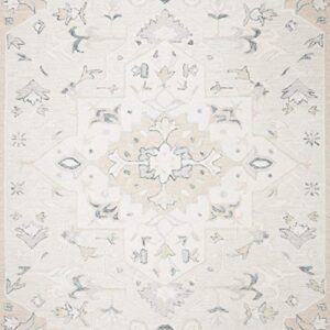 Safavieh Micro-Loop Collection 8' x 10' Beige/Ivory MLP505B Handmade Medallion Premium Wool Area Rug