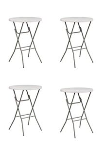 flash furniture 32″ round granite white plastic bar height folding table (4 pack)
