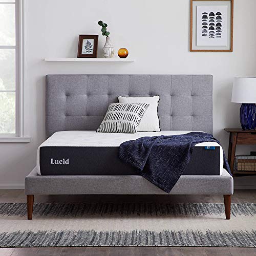 Lucid 10 Inch Memory Foam- Queen Size Mattress – Firm – Gel Infusion – Hypoallergenic Bamboo Charcoal- Mattress in a Box