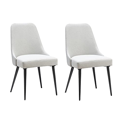 Ball & Cast Kitchen Chair Modern Upholstered Dining Chairs, Desk Chair Side Chair with Metal Legs, Ivory Set of 2