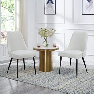 Ball & Cast Kitchen Chair Modern Upholstered Dining Chairs, Desk Chair Side Chair with Metal Legs, Ivory Set of 2