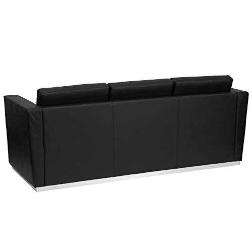 Flash Furniture HERCULES Trinity Series Contemporary Black LeatherSoft Sofa with Stainless Steel Base