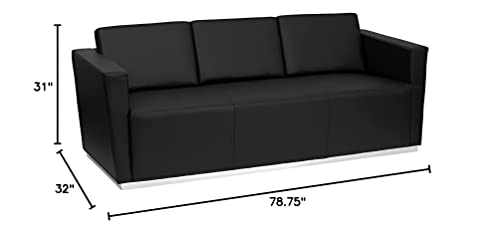 Flash Furniture HERCULES Trinity Series Contemporary Black LeatherSoft Sofa with Stainless Steel Base