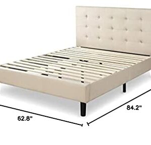 Zinus Ibidun Upholstered Button Tufted Platform Bed/ Mattress Foundation/ Easy Assembly/ Strong Wood Slat Support, Queen, Beige