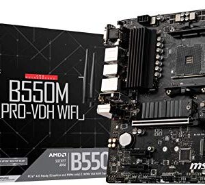 MSI B550M PRO-VDH WiFi ProSeries Motherboard (AMD AM4, DDR4, PCIe 4.0, SATA 6Gb/s, M.2, USB 3.2 Gen 1, Wi-Fi, D-SUB/HDMI/DP, Micro-ATX)