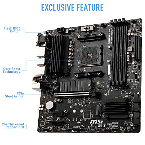 MSI B550M PRO-VDH WiFi ProSeries Motherboard (AMD AM4, DDR4, PCIe 4.0, SATA 6Gb/s, M.2, USB 3.2 Gen 1, Wi-Fi, D-SUB/HDMI/DP, Micro-ATX)