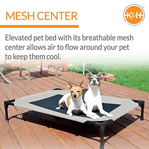 K&H PET PRODUCTS Elevated Cooling Outdoor Dog Bed Portable Raised Dog Cot Taupe/Black Medium 25 X 32 X 7 Inches