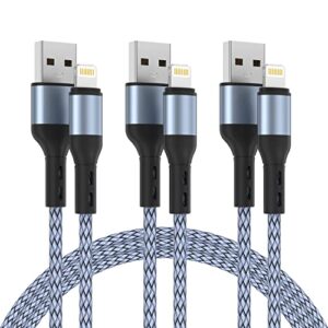 iphone charger[apple mfi certified] 3pack 6ft premium braided nylon lightning cable fast charging iphone charger cord compatible with iphones 14 13 12 11 pro max xs xr x 8 7 6 5 ipad and more