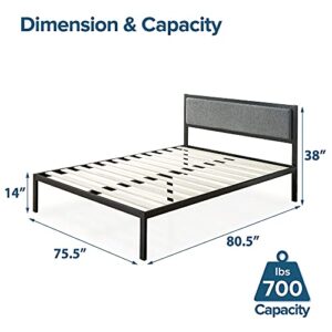 ZINUS Korey Metal Platform Bed Frame with Upholstered Headboard / Wood Slat Support / No Box Spring / Easy Assembly, King