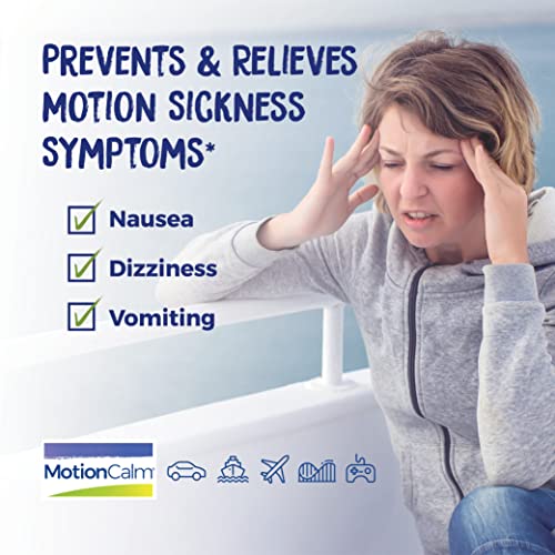 Boiron MotionCalm Relief for Nausea, Vomiting, or Dizziness associated with Motion Sickness Due to Travel, Amusement Rides, and Video Games or VR - Non-Drowsy - 60 Count