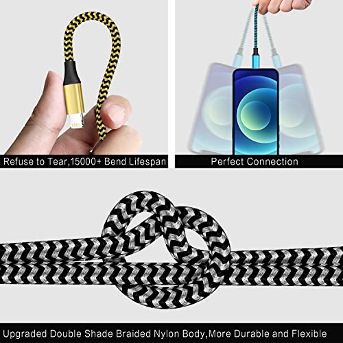 [Apple MFi Certified] iPhone Charger 3 Pack 6FT USB Lightning Cable Fast Charging Nylon Braided iPhone Charger Cord Compatible with iPhone 14/13/12/11 Pro Max/XS MAX/XR/XS/X/8/7/Plus/6S/6/SE/5S/iPad