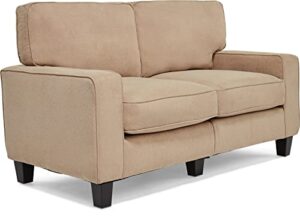 serta palisades upholstered sofas for living room modern design couch, straight arms, soft fabric upholstery, tool-free assembly, 61″ loveseat, sand beige