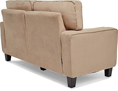 Serta Palisades Upholstered Sofas for Living Room Modern Design Couch, Straight Arms, Soft Fabric Upholstery, Tool-Free Assembly, 61" Loveseat, Sand Beige