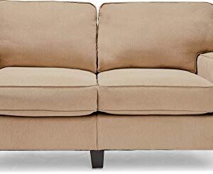 Serta Palisades Upholstered Sofas for Living Room Modern Design Couch, Straight Arms, Soft Fabric Upholstery, Tool-Free Assembly, 61" Loveseat, Sand Beige