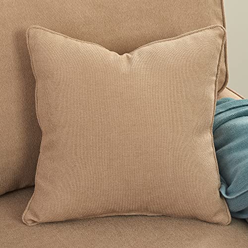 Serta Palisades Upholstered Sofas for Living Room Modern Design Couch, Straight Arms, Soft Fabric Upholstery, Tool-Free Assembly, 61" Loveseat, Sand Beige