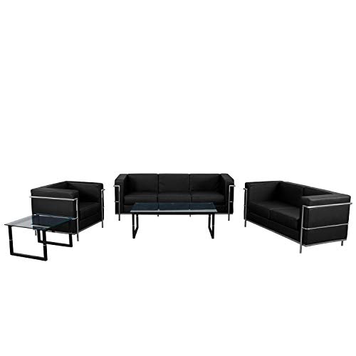 Flash Furniture HERCULES Regal Series Reception Set in Black LeatherSoft