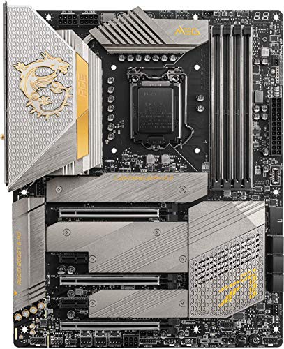 MSI MEG Z590 ACE Gold Edition Gaming Motherboard (ATX, 11th/10th Gen Intel Core, LGA 1200 Socket, SLI/CFX, DDR4, PCIe 4, M.2 Slots, USB 3.2 Gen 2, Wi-Fi 6E, Mystic Light RGB)