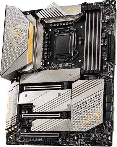 MSI MEG Z590 ACE Gold Edition Gaming Motherboard (ATX, 11th/10th Gen Intel Core, LGA 1200 Socket, SLI/CFX, DDR4, PCIe 4, M.2 Slots, USB 3.2 Gen 2, Wi-Fi 6E, Mystic Light RGB)