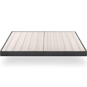 zinus upholstered metal and wood box spring / 4 inch mattress foundation / easy assembly / fabric paneled design, king