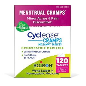 boiron cyclease cramp tablets for relief from minor aches, pain, and discomfort from menstrual cramps – 120 count (2 pack of 60)