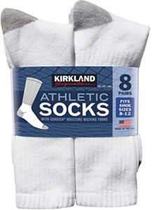 kirkland signature men’s athletic sock 8-pair, white (white, 8-12)