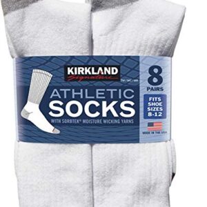 Kirkland Signature Men’s Athletic Sock 8-pair, White (White, 8-12)