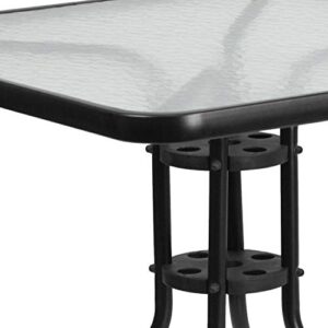 Flash Furniture 31.5'' Square Tempered Glass Metal Table, Clear/Black