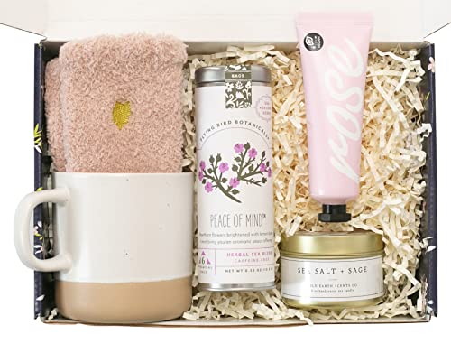 Self Care Kit & Spa Gift Set - Perfect for Birthday, Get Well Soon, Sympathy, Holiday, Thank You & Thinking of You - Includes Peaceful Tea & Mug Care Package (No Greeting Card)