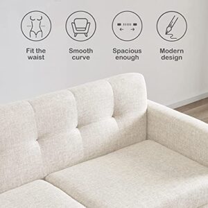 Tbfit 65" W Loveseat Sofa, Mid Century Modern Decor Love Seats Furniture, Button Tufted Upholstered Love Seat Couch for Living Room (Cream Beige)